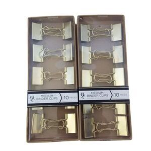 HE Binder Clips Medium Gold-tone 20 Piece Hold Everything